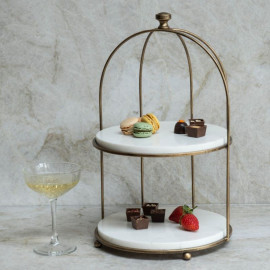 Aged Gold Two-Tiered Stand